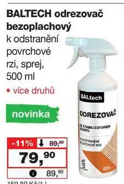 Barvy a laky drogerie BALTECH odrezovač bezoplachový k odstranění povrchové rzi, sprej, 500 ml nabídka