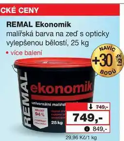 Barvy a laky drogerie CKÉ CENY REMAL Ekonomik malířská barva na zeď's opticky vylepšenou bělostí, 25 kg nabídka