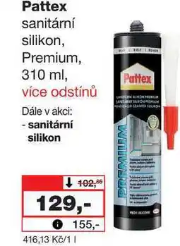 Barvy a laky drogerie Pattex sanitární silikon, Premium, 310 ml nabídka