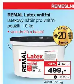 Barvy a laky drogerie REMAL Latex vnitřní latexový nátěr pro vnitřní použití, 10 kg nabídka
