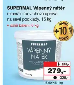 Barvy a laky drogerie SUPERMAL Vápenný nátěr minerální povrchová úprava na savé podklady, 15 kg nabídka