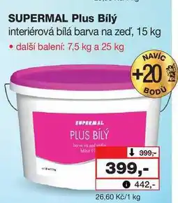 Barvy a laky drogerie SUPERMAL Plus Bílý interiérová bílá barva na zeď, 15 kg nabídka