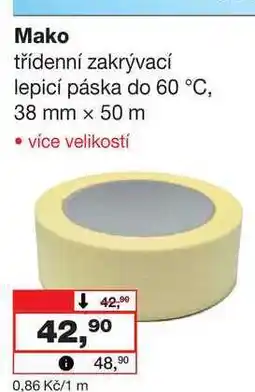 Barvy a laky drogerie Mako třídenní zakrývací lepicí páska do 60 °C, 38 mm x 50 m nabídka