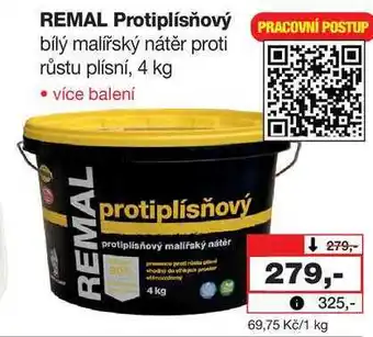 REMAL Protiplísňový bílý malířský nátěr proti růstu plísní, 4 kg