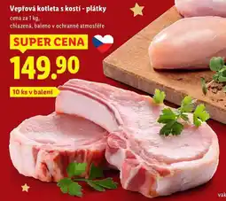 Lidl Vepřová kotleta s kostí - plátky, cena za 1 kg nabídka
