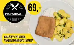Jip Smažený sýr gouda, vařené brambory, tatarka nabídka