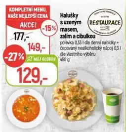 Globus Halušky s uzeným masem, zelím a cibulkou nabídka