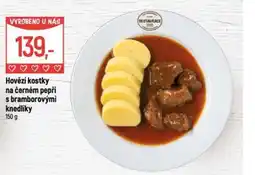 Globus Hovězí kostky na černém pepři s bramborovými knedlíky nabídka