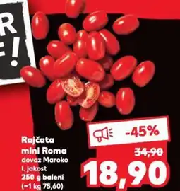 Kaufland Rajčata mini Roma dovoz Maroko I. jakost nabídka