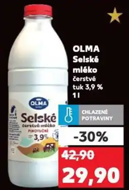 Kaufland OLMA Selské mléko čerstvé tuk 3,9% nabídka