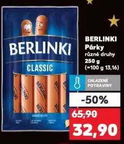 Kaufland BERLINKI Párky nabídka