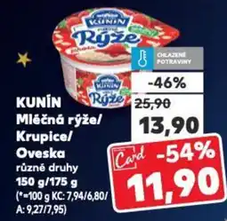 Kaufland KUNIN Mléčná rýže/ Krupice/ Oveska nabídka