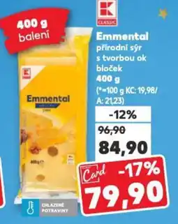 Kaufland Emmental přírodní sýr s tvorbou ok bloček nabídka