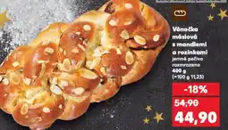 Kaufland Vánočka máslová s mandlemi a rozinkami jemné pečivo rozmrazeno nabídka