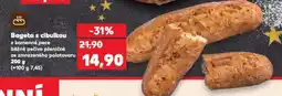 Kaufland Bageta s cibulkou z kamenné pece běžné pečivo pšeničné ze zmrazeného polotovaru nabídka