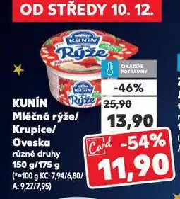 Kaufland Kunín mléčná rýže nabídka