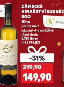 Kaufland ZÁMECKÉ VINAŘSTVÍ BZENEC EGO Vino nabídka