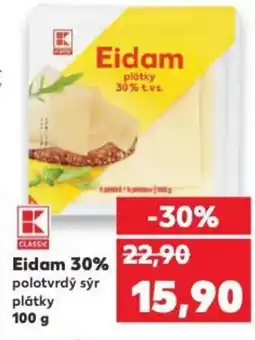 Kaufland Eidam30% polotvrdý sýr plátky nabídka