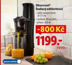Lidl Silvercrest Šnekový odšťavňovač nabídka