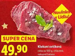 Lidl Klokaní svíčková, cena za 100 g nabídka