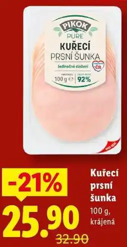Lidl Kuřecí prsní šunka, 100 g nabídka