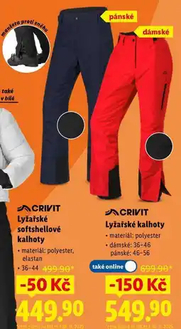 Lidl Lyžařské kalhoty nabídka