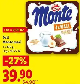 Lidl Zott Monte maxi, 4x 100 g nabídka