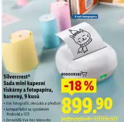 Lidl SilvercrestⓇ Sada mini kapesní tiskárny a fotopapíru, barevný, 9 kusů nabídka