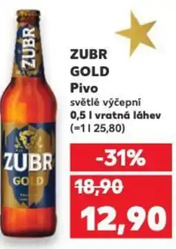 Kaufland ZUBR GOLD Pivo světlé výčepní nabídka