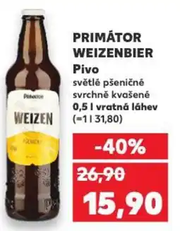 Kaufland PRIMÁTOR WEIZENBIER Pivo nabídka