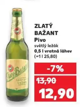 Kaufland ZLATÝ BAŽANT Pivo světlý ležák nabídka