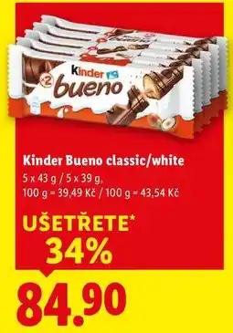 Lidl Kinder Bueno classic/white, 5x 43 g/5x 39 g nabídka