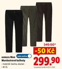 Lidl esmara Men Manšestrové kalhoty nabídka