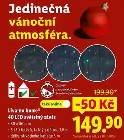 Lidl Livarno home 40 LED světelný závěs nabídka