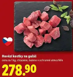 Lidl Hovězí kostky na guláš, cena za 1 kg nabídka