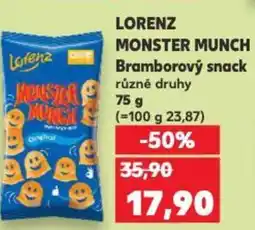 Kaufland LORENZ MONSTER MUNCH Bramborový snack nabídka