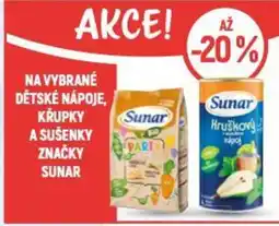 Globus Na vybrané dětské nápoje, krupky a sušenky značky sunar nabídka