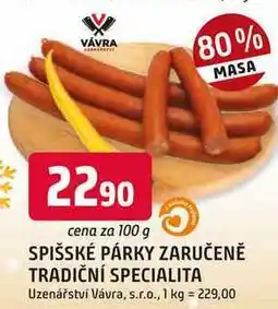 Trefa SPIŠSKÉ PÁRKY 100g nabídka