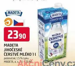 Trefa MADETA JIHOČESKÉ ČERSTVÉ MLÉKO 1L polotučné, 1,5 % nabídka