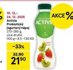 Tesco Activia probiotický jogurtový nápoj nabídka