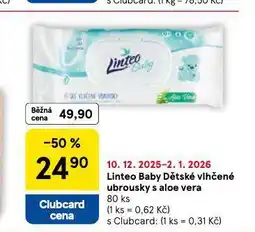 Tesco Linteo baby dětské vlhčené ubrousky nabídka