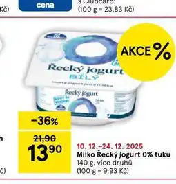 Tesco Milko řecký jogurt 0% tuku nabídka