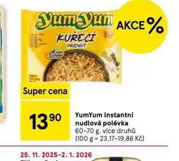Tesco Yum yum nudlová polévka nabídka