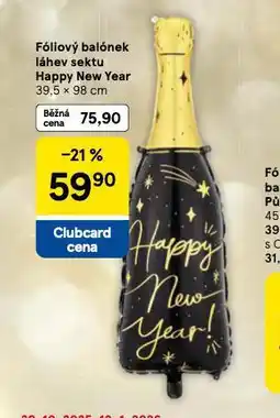 Tesco Fóliový balónek láhev sektu happy ndew year nabídka