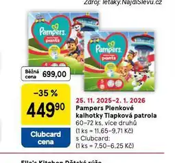Tesco Pampers dětské plenky nabídka