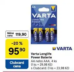 Tesco Varta longlife power baterie nabídka