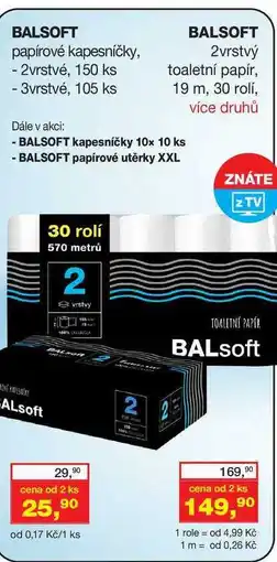 Ráj drogerie BALSOFT 30 rolí nabídka
