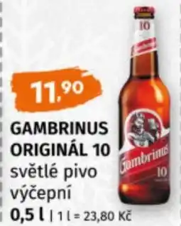 Terno Gambrinus originál 10 světlé pivo výčepní nabídka