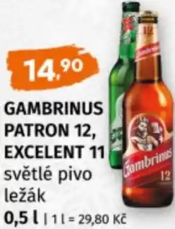 Terno Gambrinus patron 12, excelent 11 světlé pivo ležák nabídka