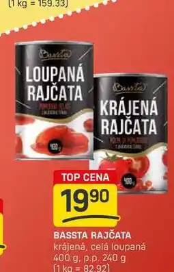 Flop BASSTA RAJČATA krájená, celá loupaná 400 g. p.p. 240 g nabídka